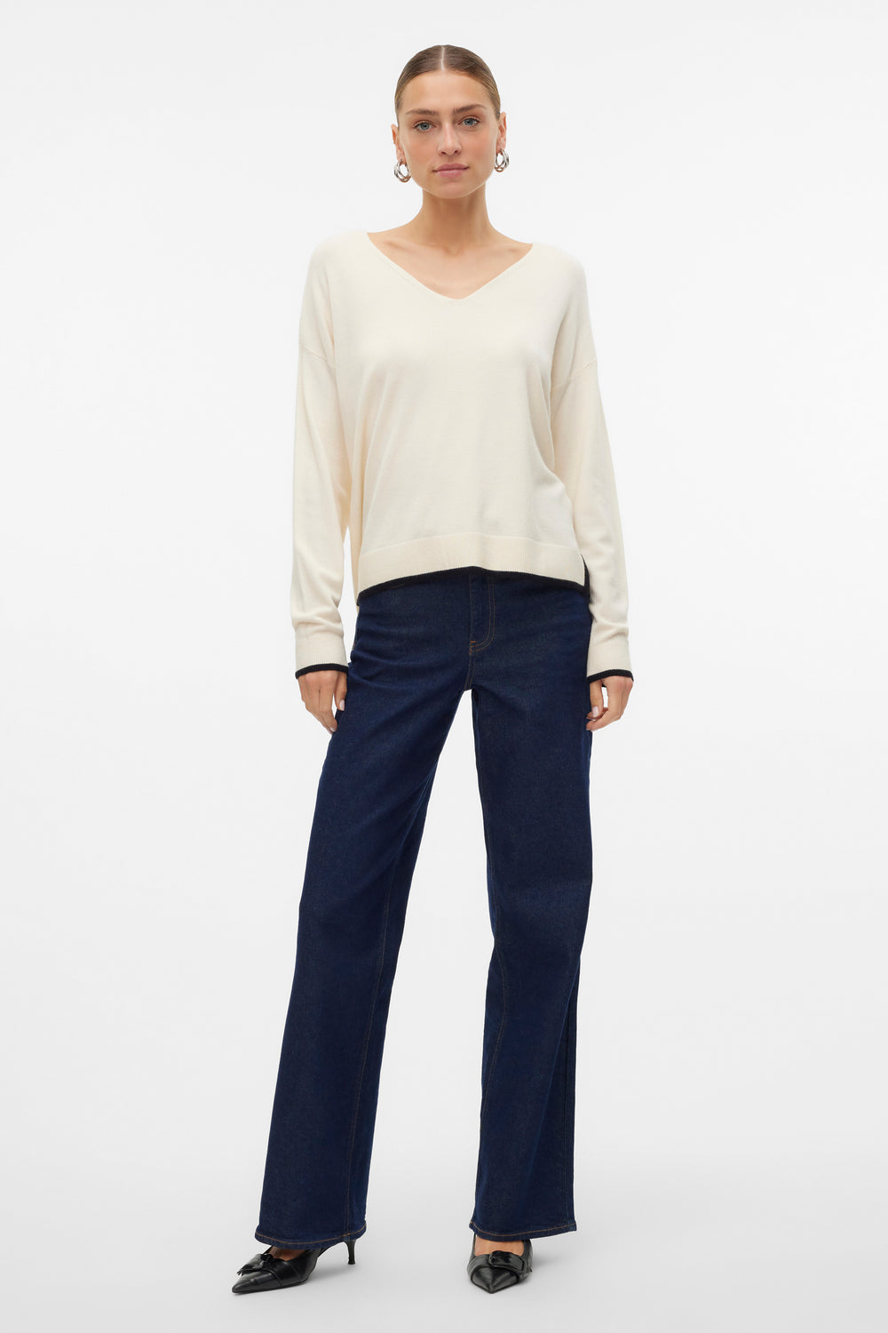 Pull col V Beige - VERO MODA®