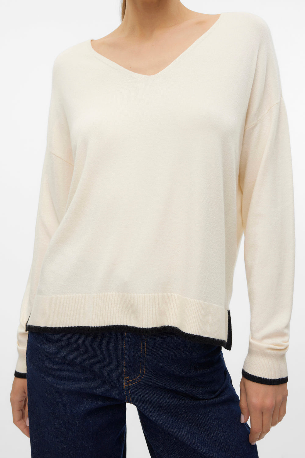 Pull col V Beige - VERO MODA®