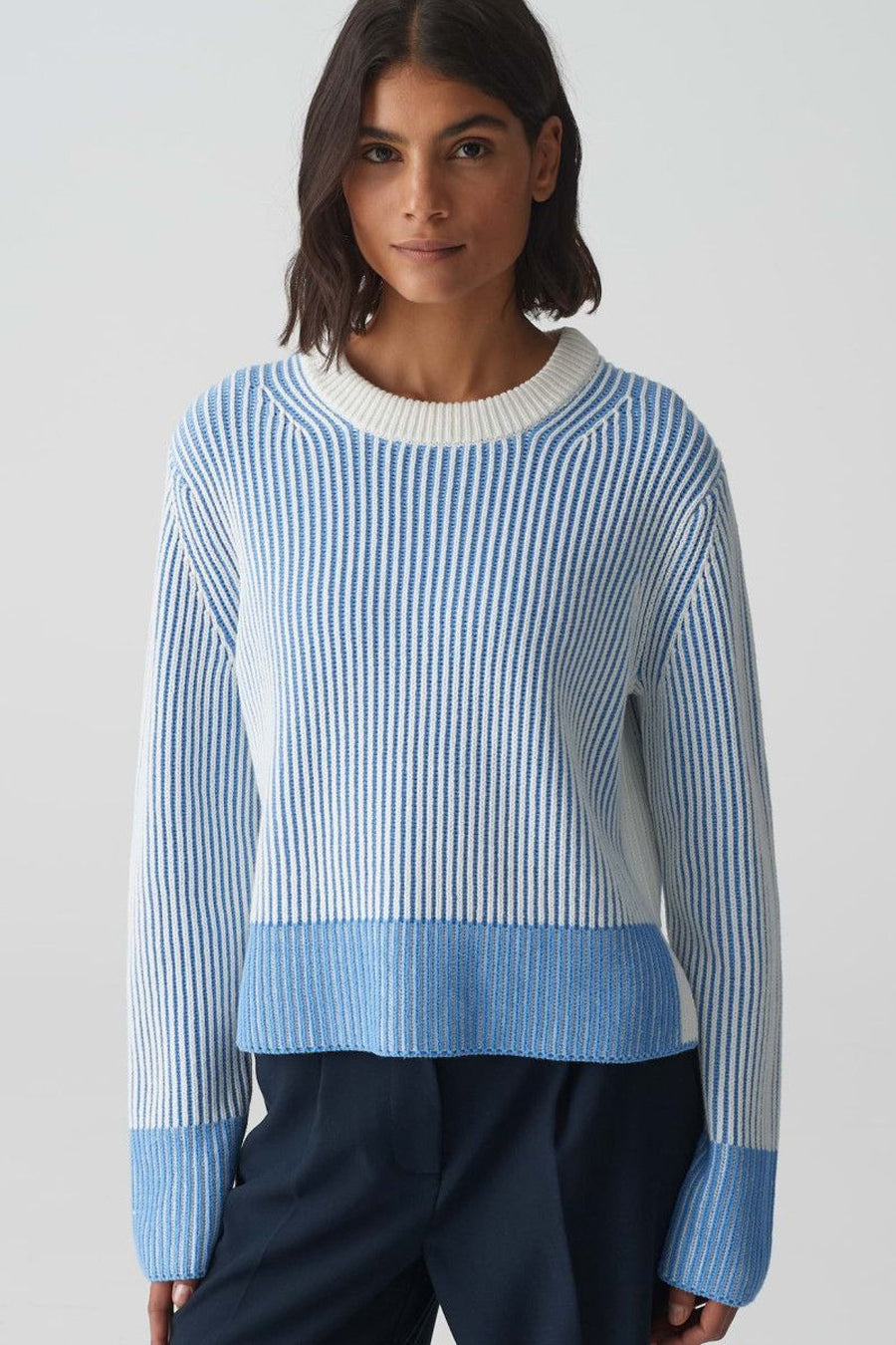 Pull col rond Bleu - OPUS
