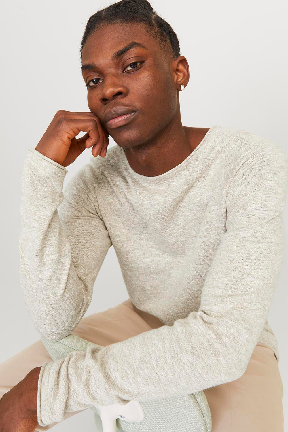 Trui met ronde hals Ecru - PREMIUM BY JACK & JONES