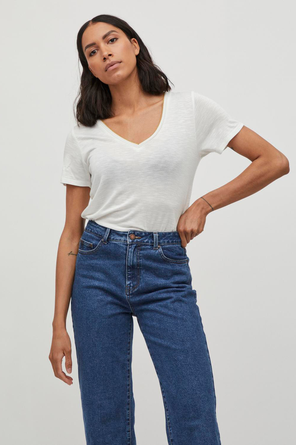 Top uni manches courtes Blanc - VILA®