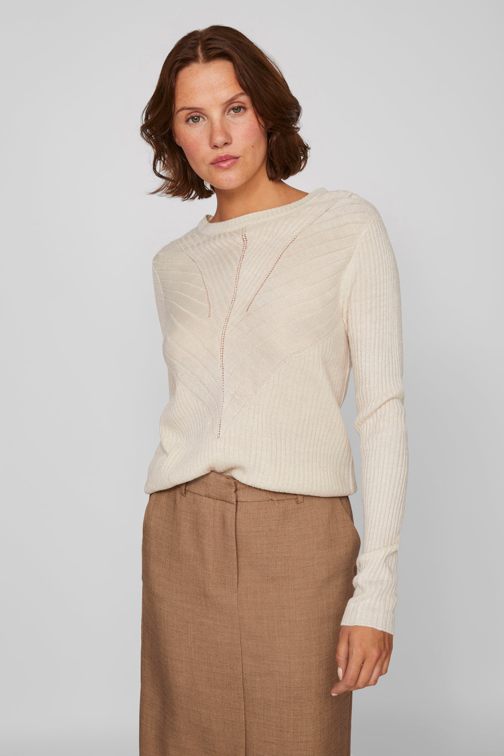 Pull col rond Beige - VILA®
