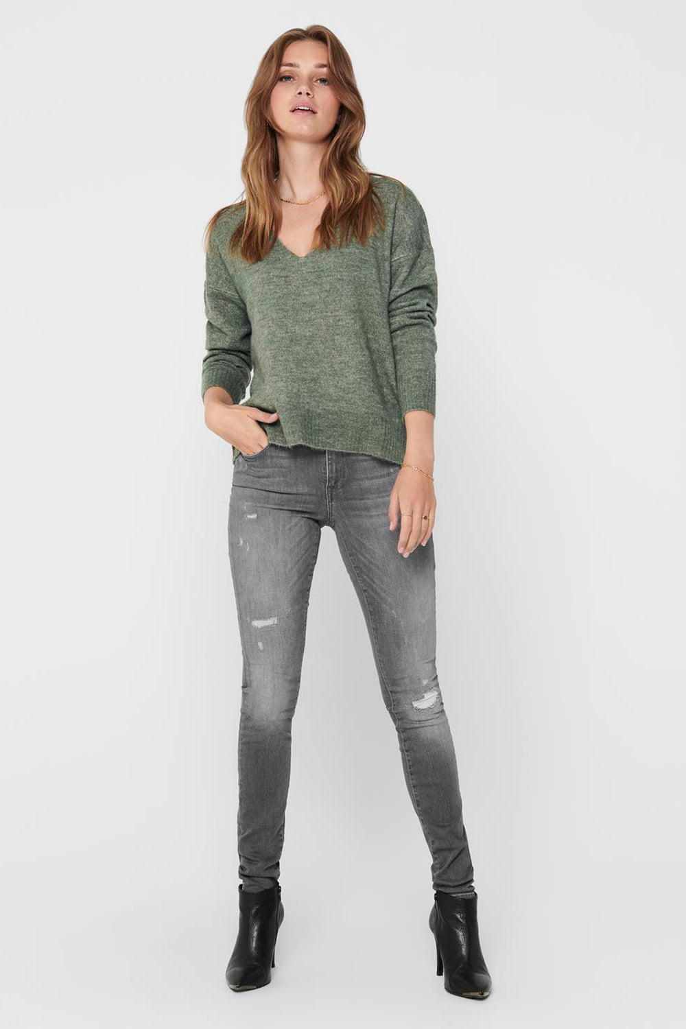 Pull col rond Vert - JDY