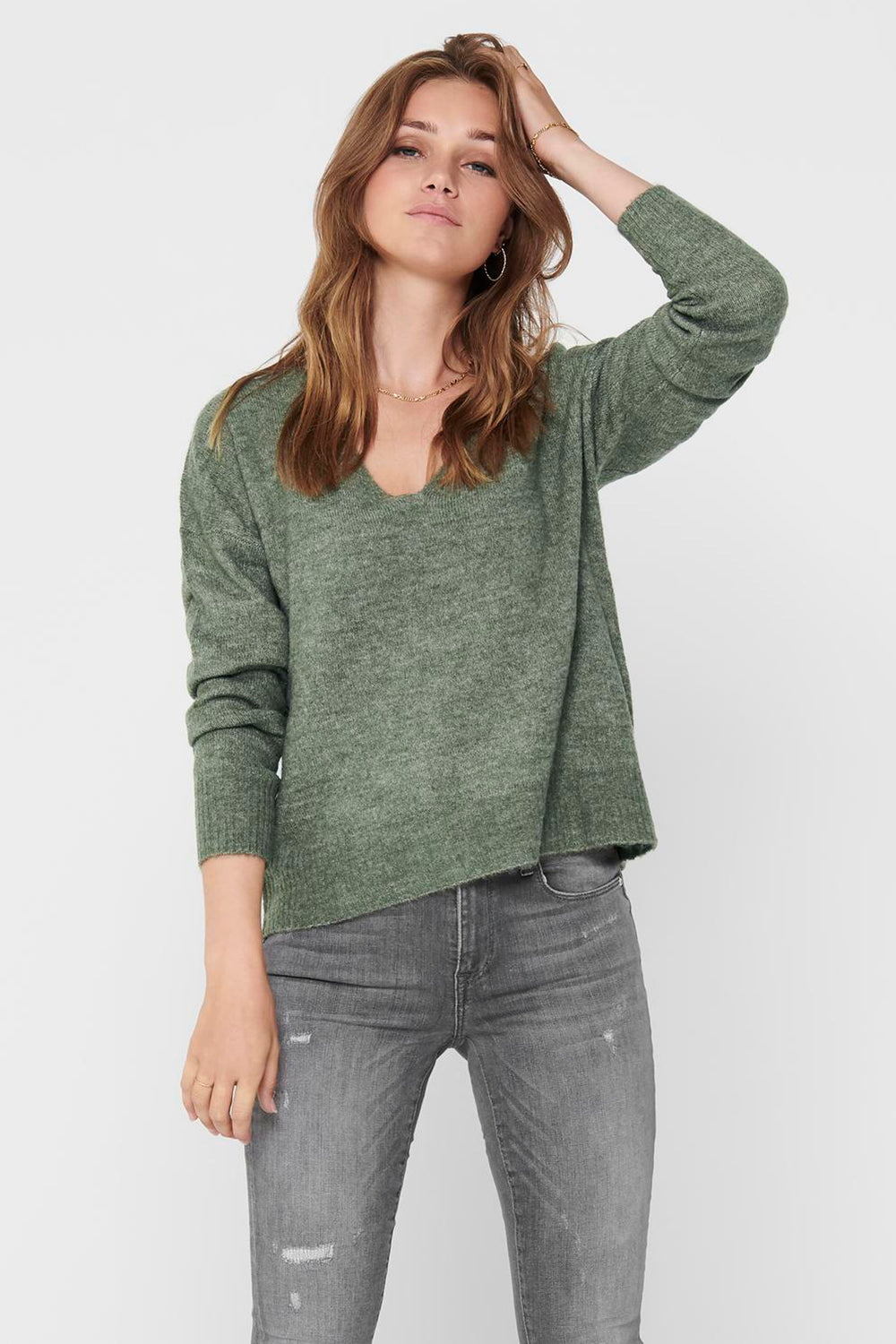 Pull col rond Vert - JDY