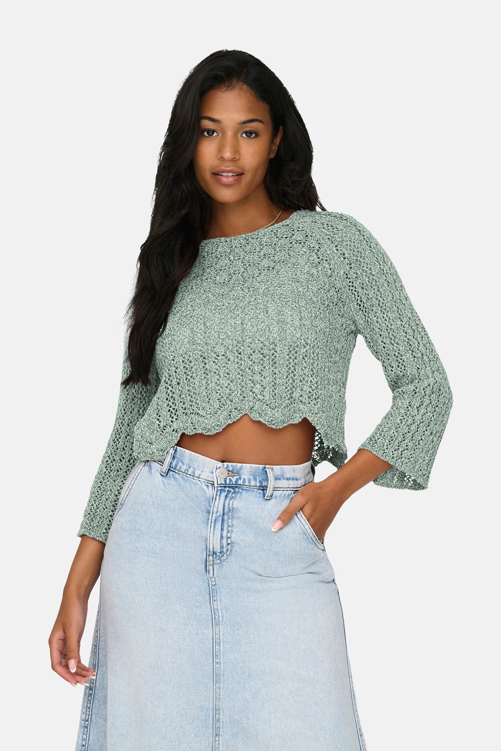 Pull col rond Vert - ONLY®