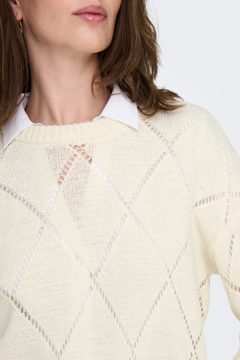 Pull col rond Écru - ONLY®