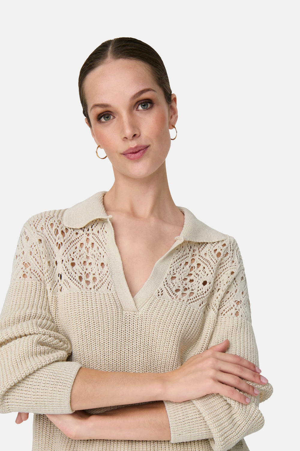 Pull col V Écru - ONLY®