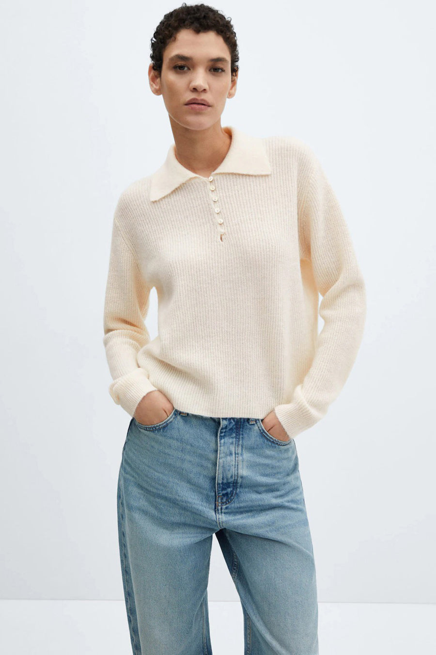 Pull col rond Beige - MANGO