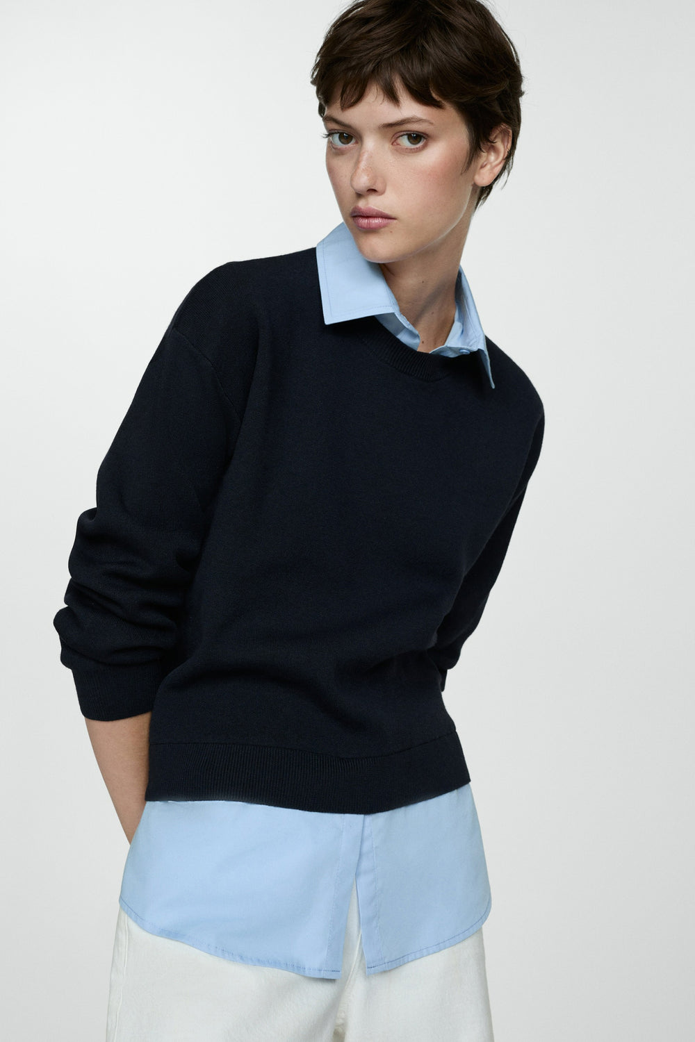 Pull col rond Bleu - MANGO