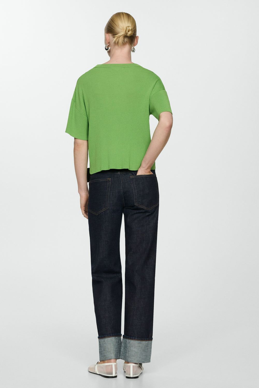 Pull col rond Vert - MANGO