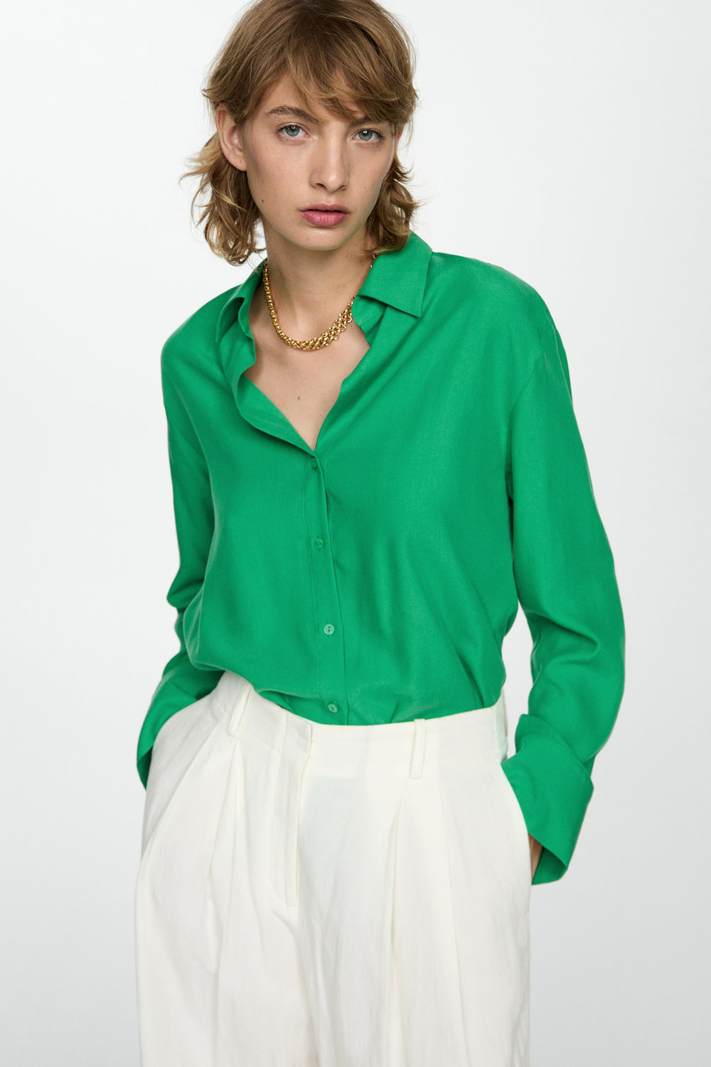 Chemisier (manches longues) Vert - MANGO