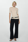 Top uni manches courtes Beige - MANGO