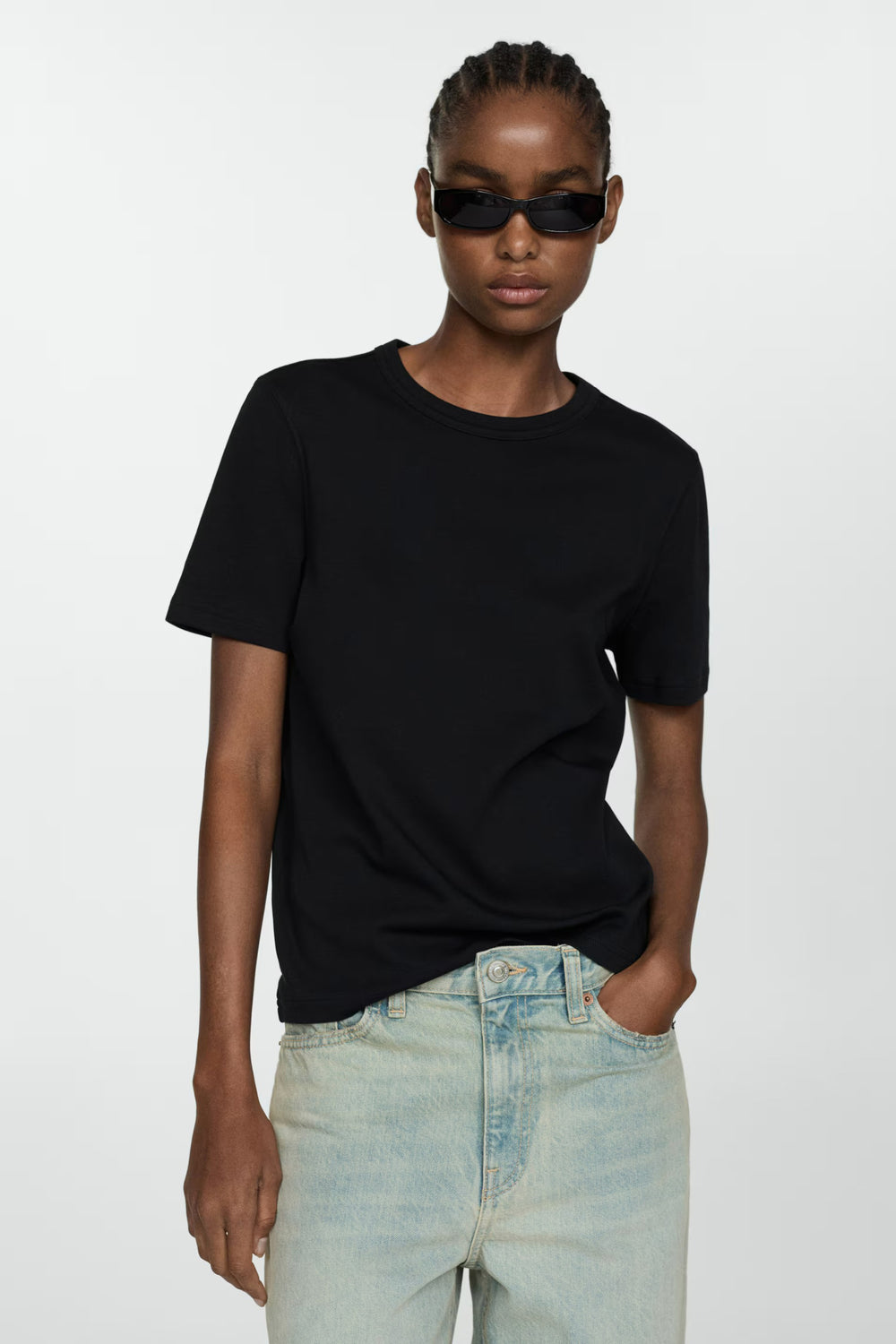 Top uni manches courtes Noir - MANGO
