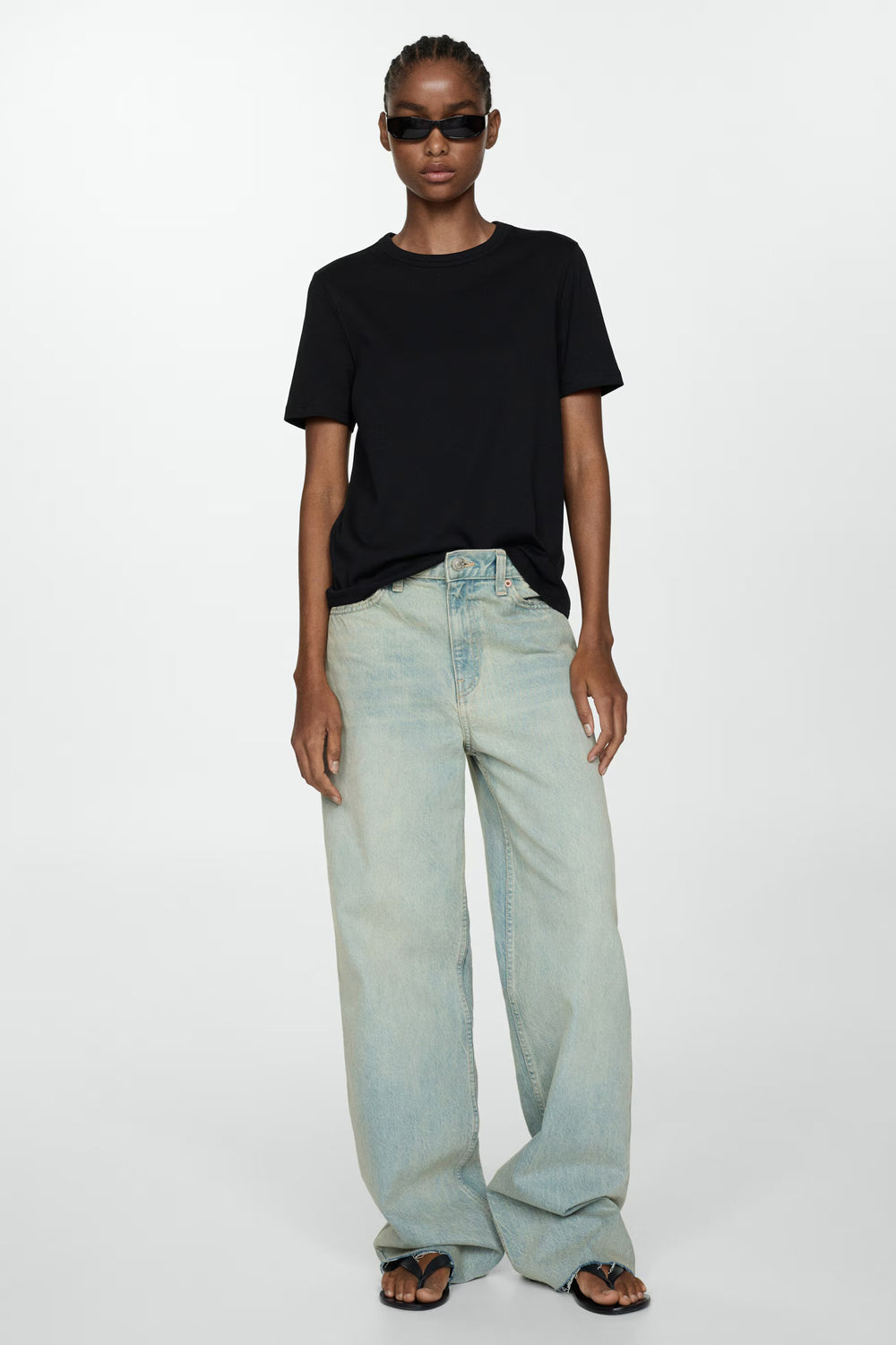 Top uni manches courtes Noir - MANGO