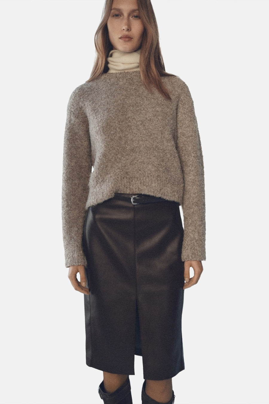 Pull col rond Brun - MANGO