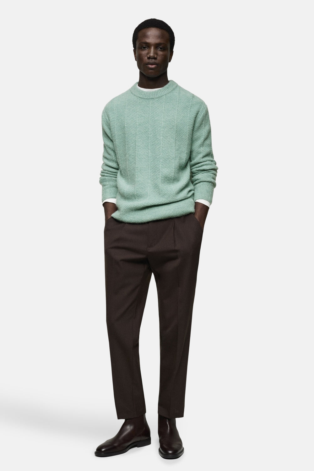 Pull col rond Turquoise - MANGO