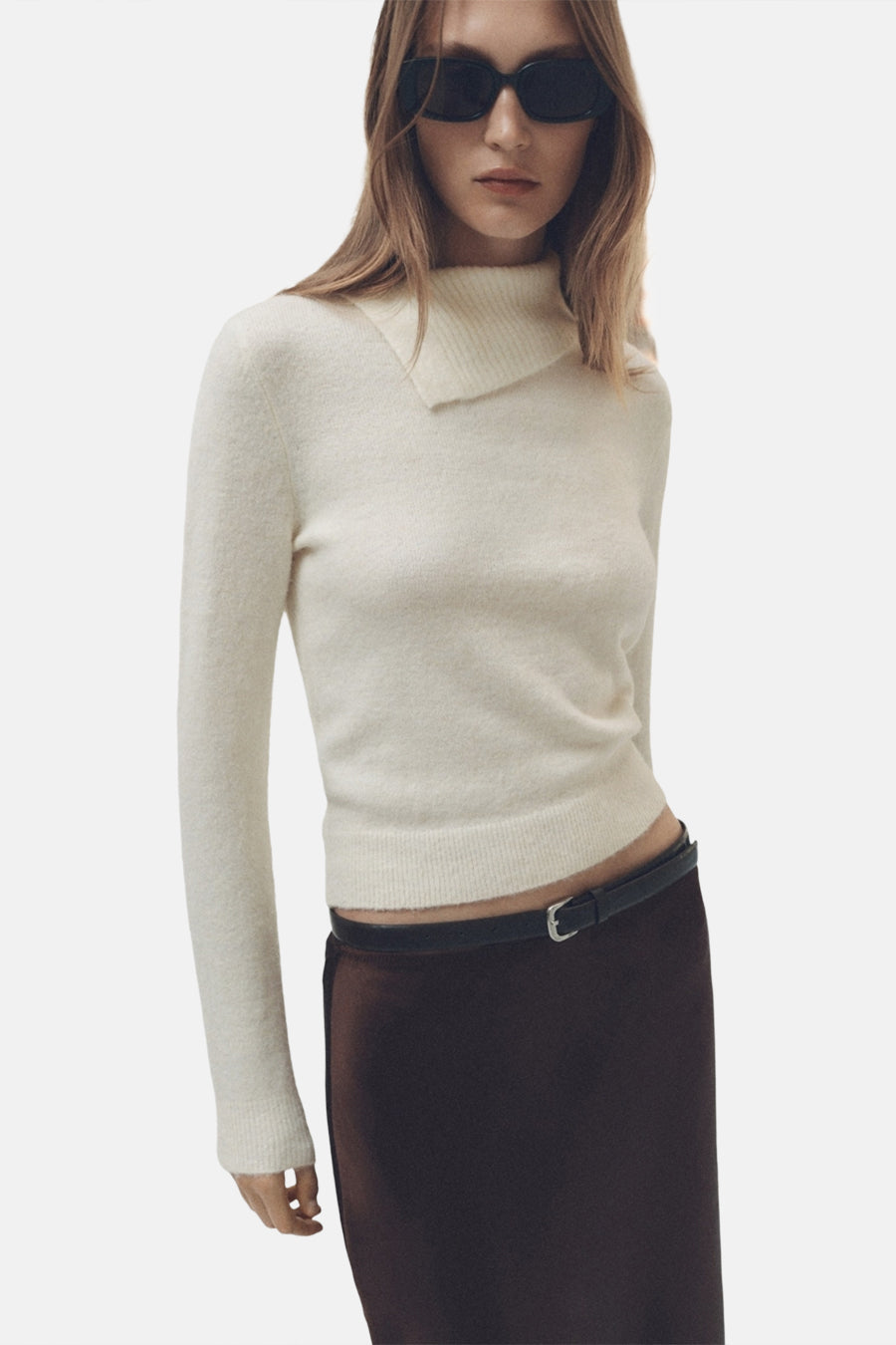 Pull col montant Blanc - MANGO