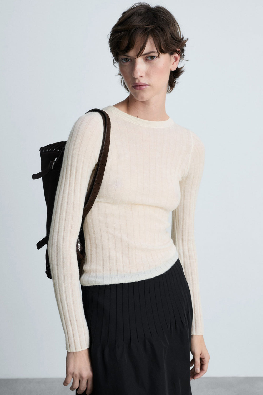Pull col rond Blanc - MANGO