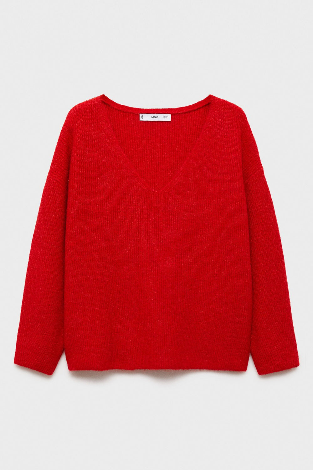Pull col V Rouge - MANGO