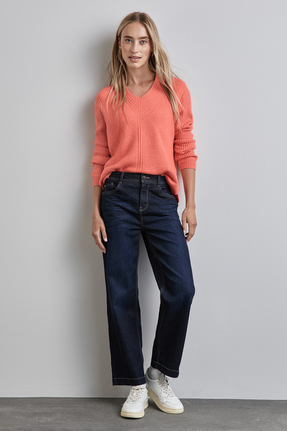 Trui met V-hals Oranje - STREET ONE