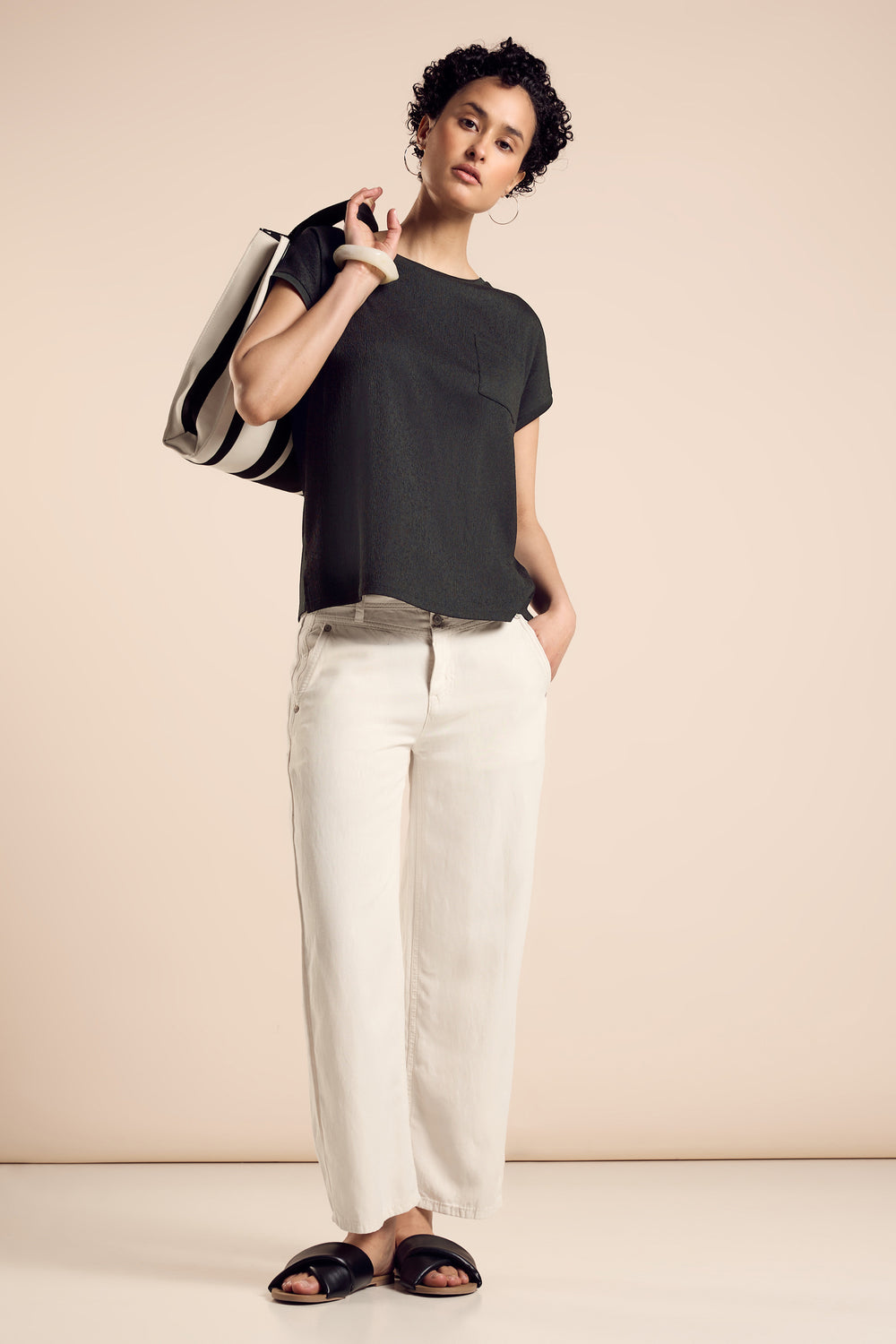 Top uni manches courtes Noir - STREET ONE