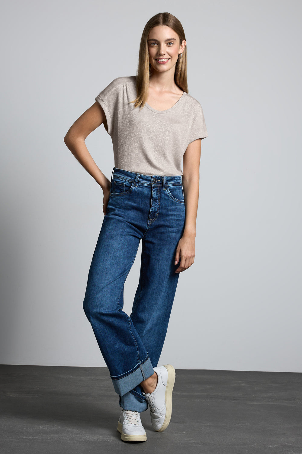 Top uni manches courtes Beige - STREET ONE