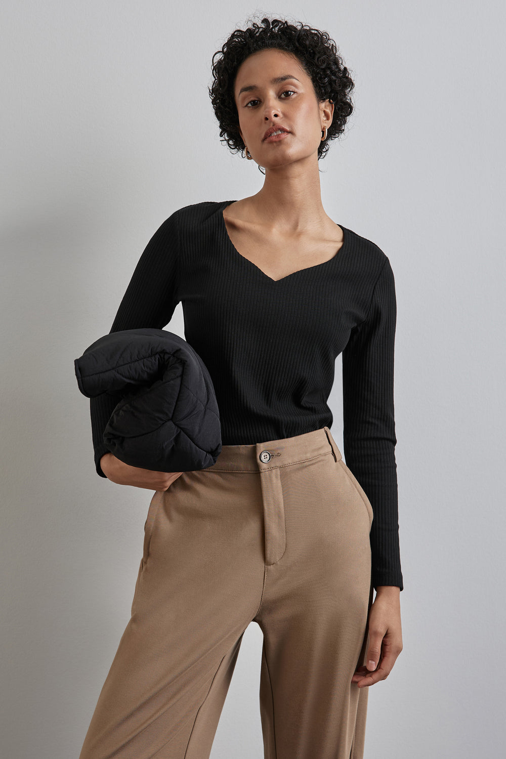 Top uni manches longues Noir - STREET ONE