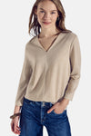 Top uni manches longues Beige - STREET ONE