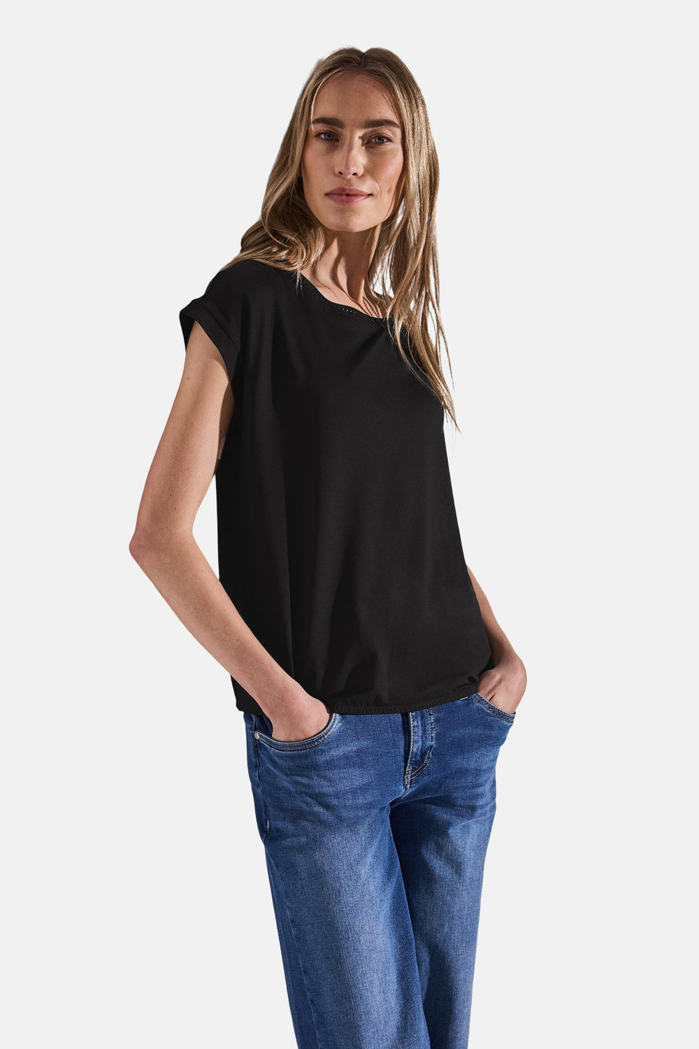 Top uni manches courtes Noir - STREET ONE