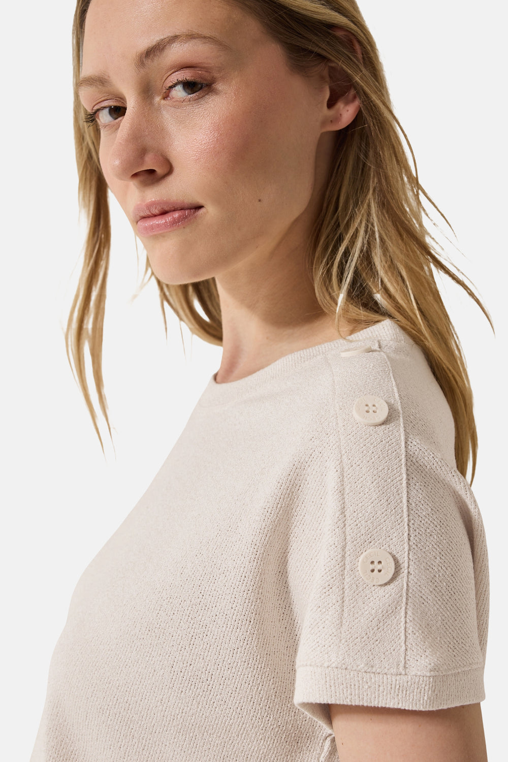 Top uni manches courtes Beige - Cecil