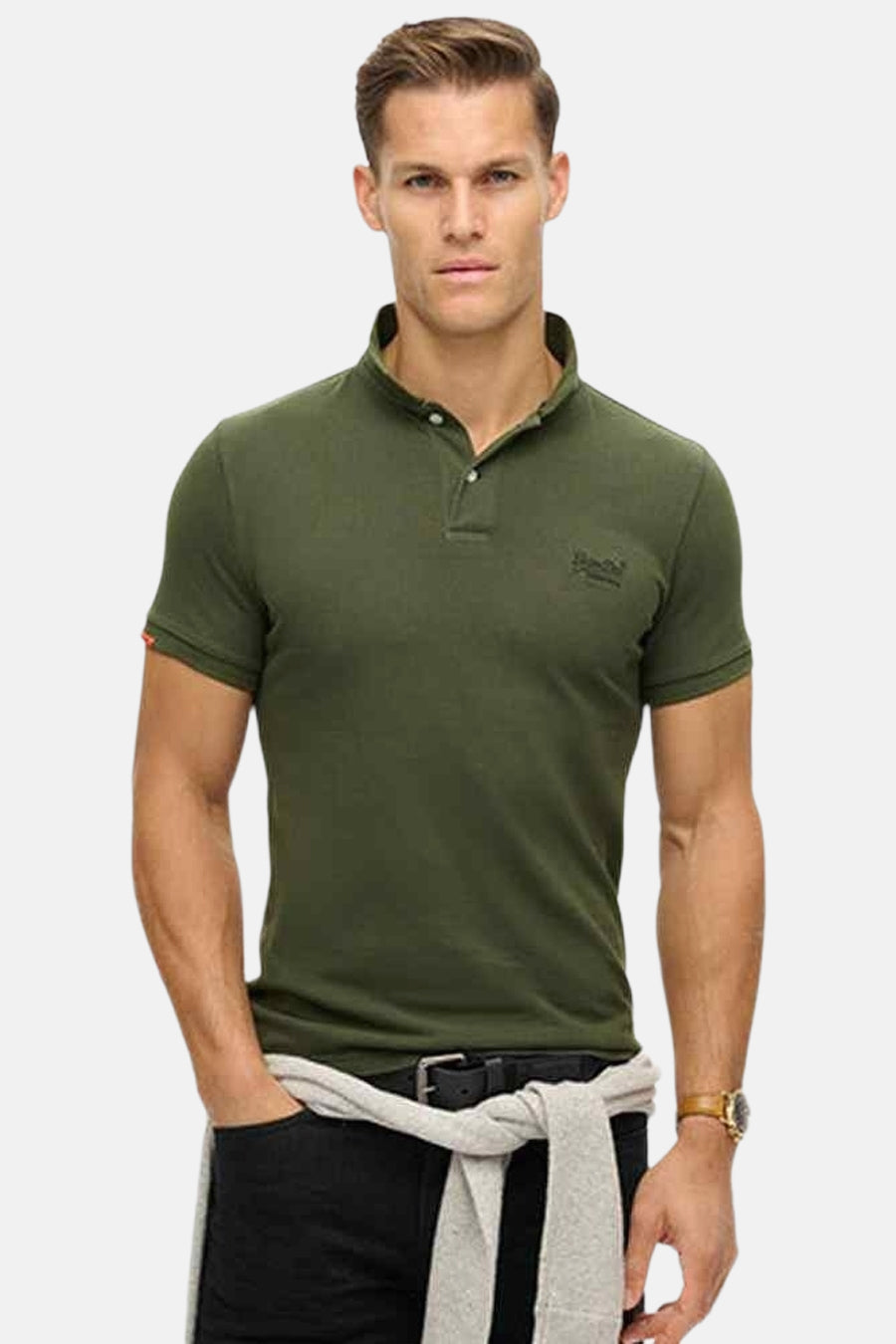Heren tops polo korte mouw KHAKI - SUPERDRY