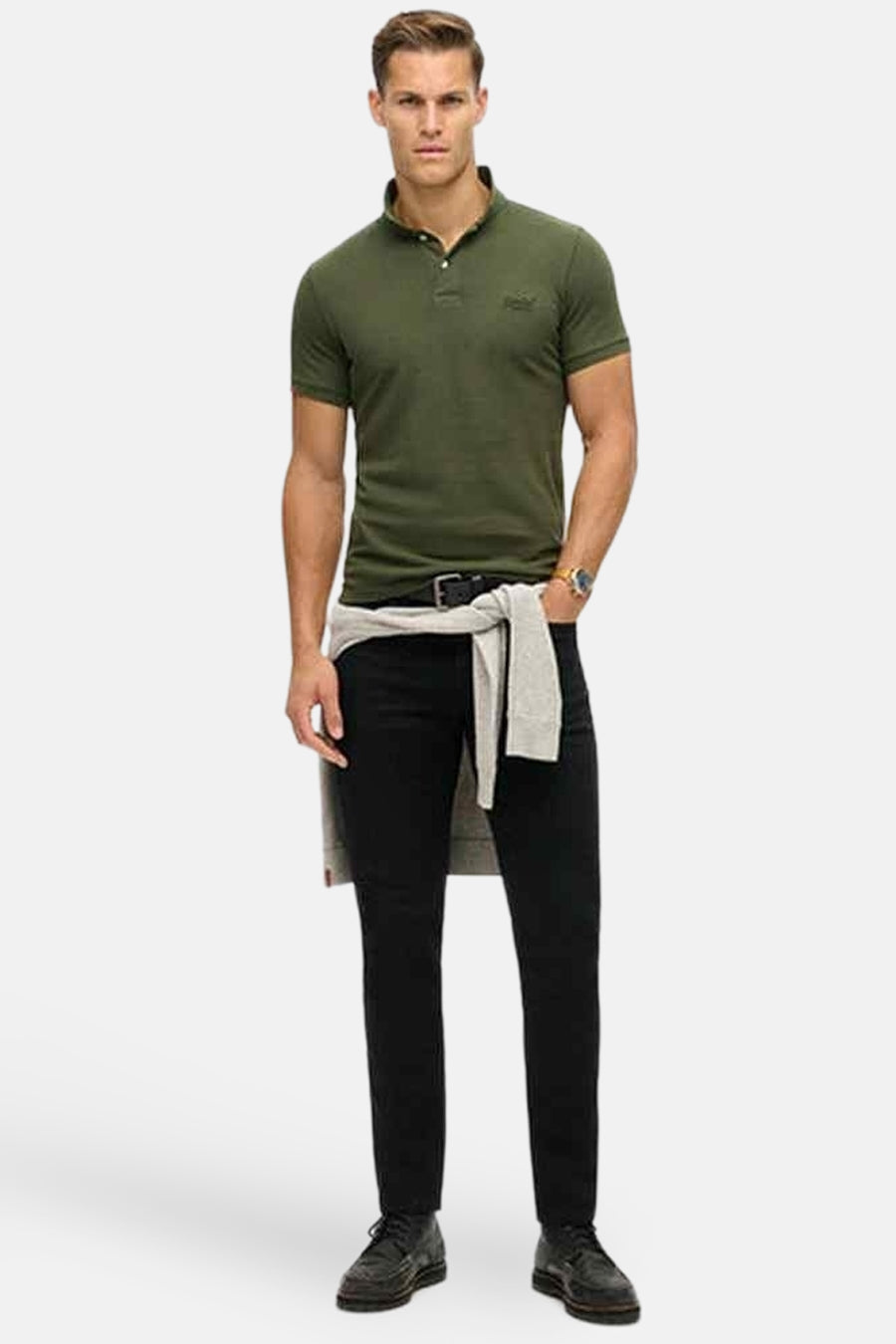 Heren tops polo korte mouw KHAKI - SUPERDRY