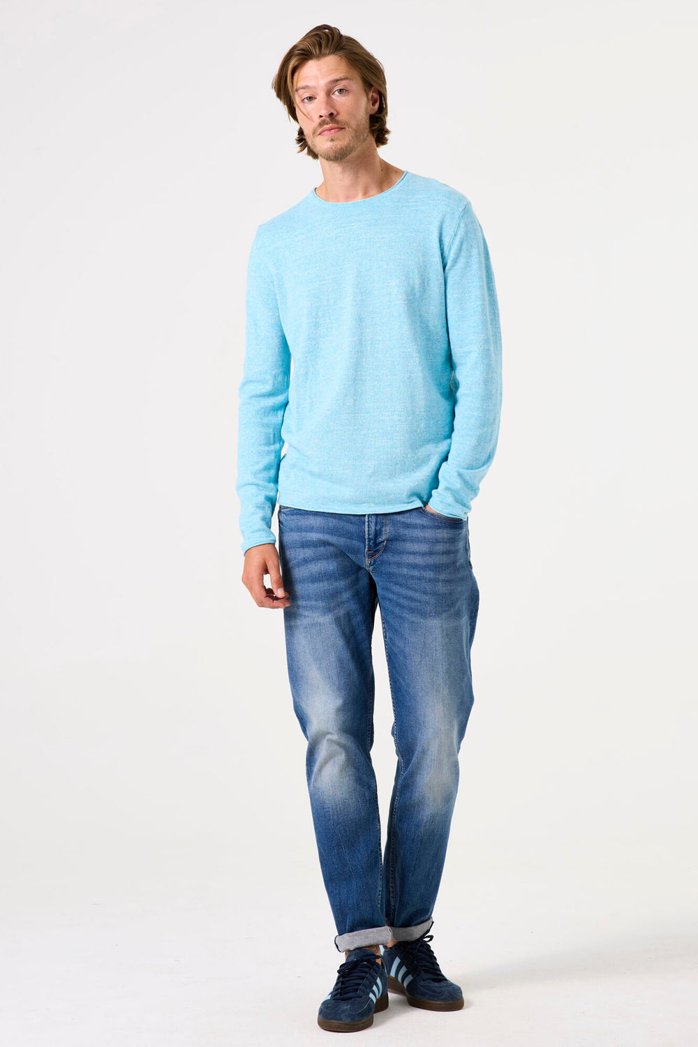 Pull col rond Turquoise - GARCIA