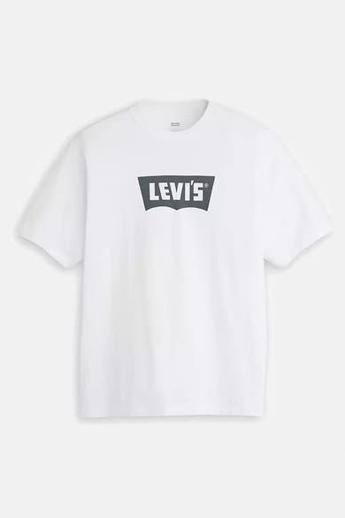 Wit T-shirt met korte mouwen van Levi's®, met een grijs vierkant logo op de voorkant.