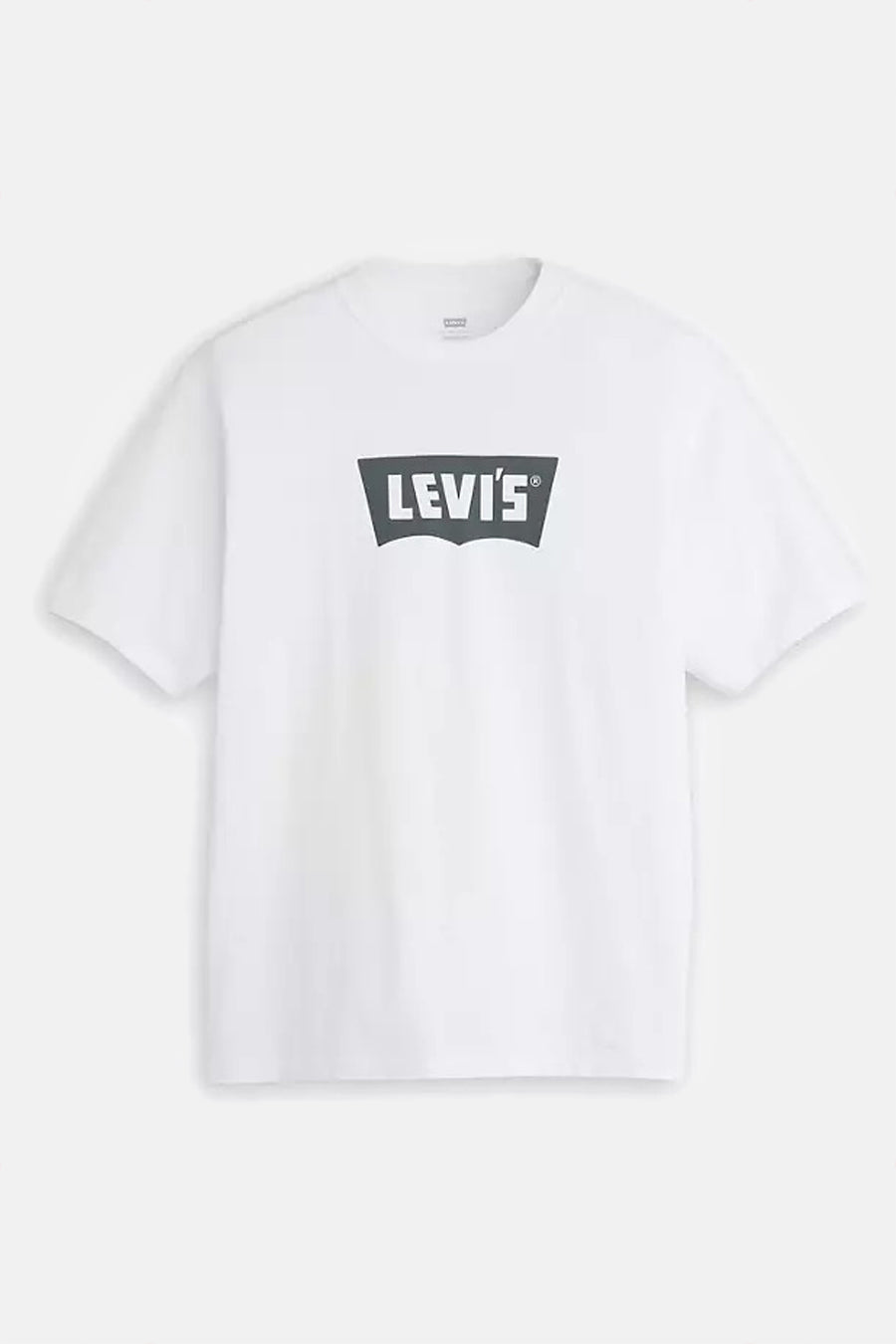Wit T-shirt met korte mouwen van Levi's®, met een grijs vierkant logo op de voorkant.