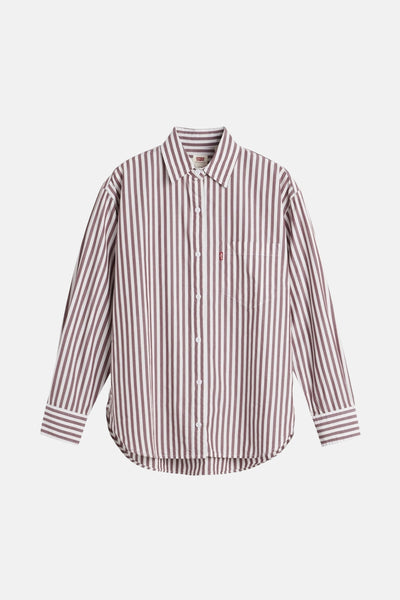Chemise à manches longues rayée rose, par Levi's®, avec poche poitrine et boutons blancs.