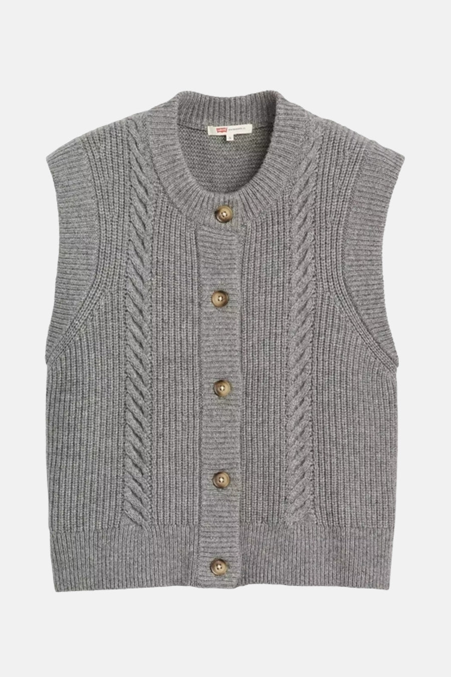 Grijze geribbelde tanktop van Levi's® met decoratieve kabels en knoopsluiting.