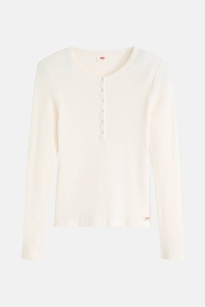 Wit T-shirt met lange mouwen van Levi's met knoopsluiting en wafelstructuur.