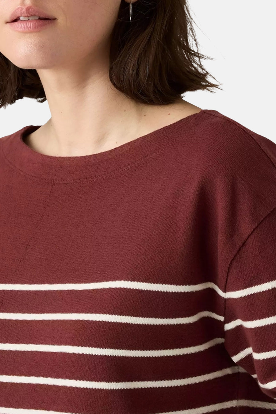 Bordeaux ronde hals trui van Levi's® met witte horizontale strepen, van katoen.