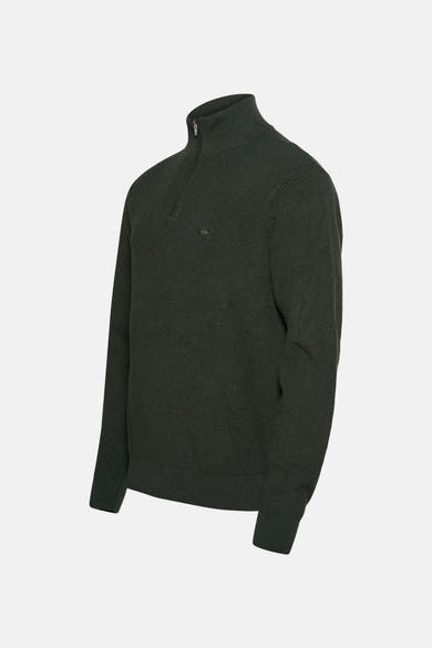 Groene trui van ribgebreid materiaal van Levi's®, met een opstaande kraag met rits en discreet logo.