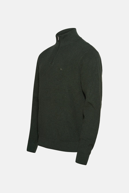 Pull vert en maille côtelée par Levi's®, avec un col montant zippé et logo discret.