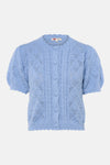 Blauwe gebreide vest van Levi's® met korte pofmouwen en knoopsluiting.