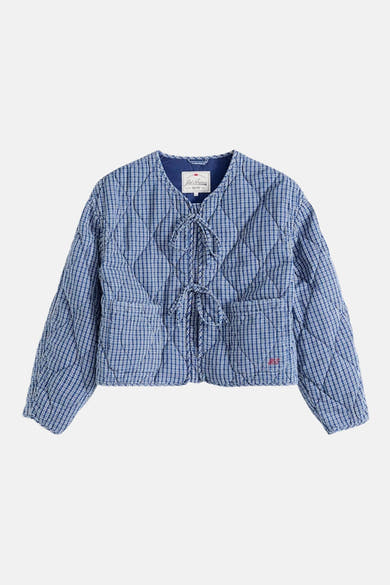 Kort blauw geruit jasje van Levi's®, met strikceintuur en opgestikte zakken.