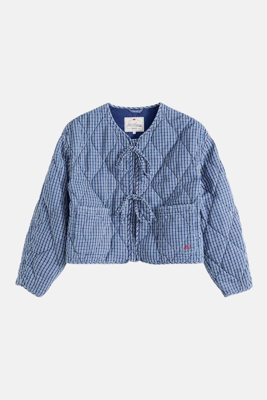 Kort blauw geruit jasje van Levi's®, met strikceintuur en opgestikte zakken.