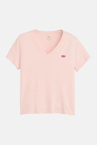 Roze T-shirt met korte mouwen van Levi's, met discreet rood logo op de borst.
