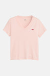 Roze T-shirt met korte mouwen van Levi's, met discreet rood logo op de borst.