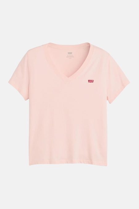Roze T-shirt met korte mouwen van Levi's, met discreet rood logo op de borst.