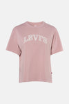 T-shirt violet à manches courtes de Levi's® avec logo brodé blanc et col rond, vue frontale.