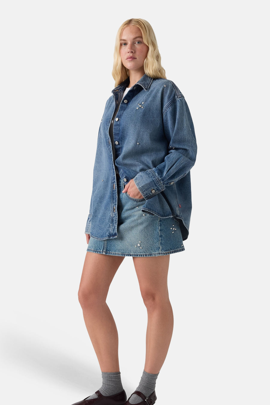 Hemd met lange mouwen - Mid blue denim