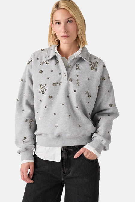 Sweat col O - gris